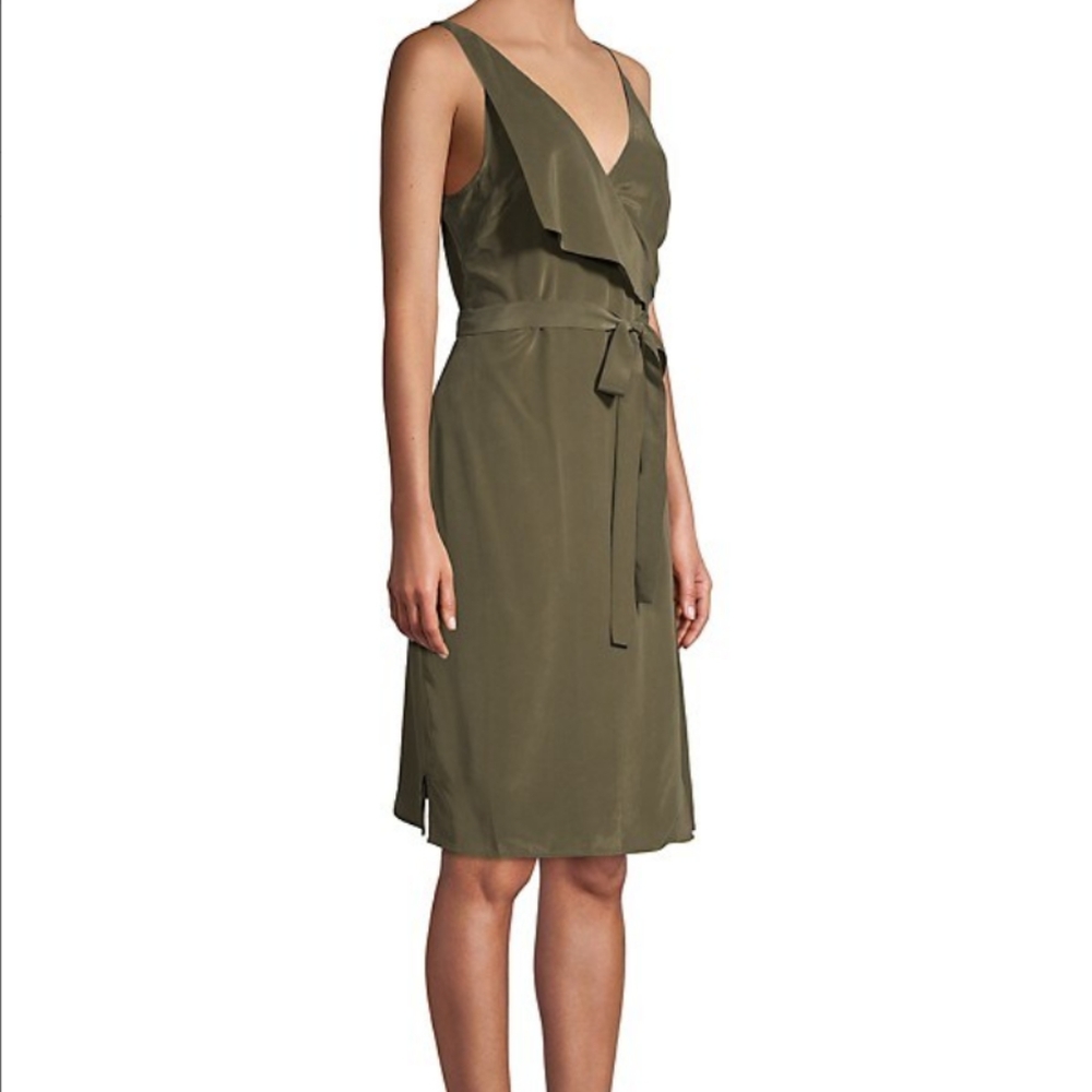 L'AGENCE Julieta Olive Silk Wrap Dress NWOT - Picture 3 of 6
